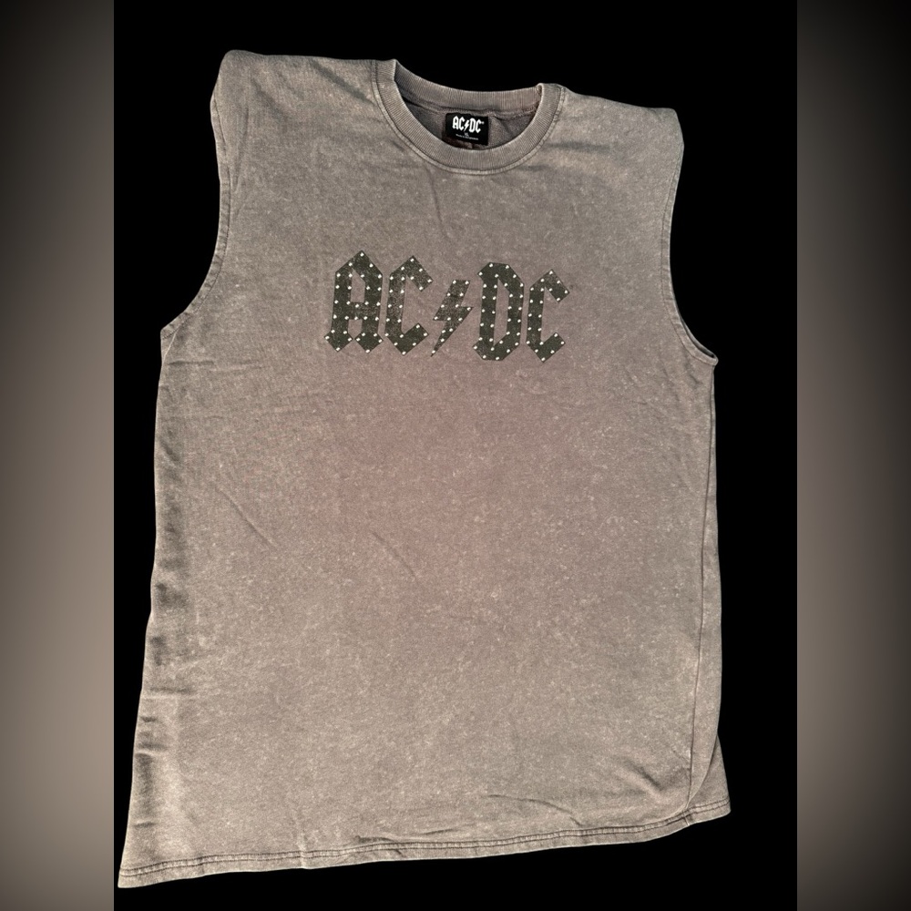AC/DC Black Studded Logo Muscle Tank